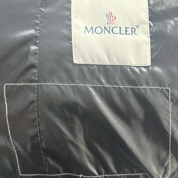 Moncler Metallic chevron shiny Gray Puffer Jacket coat with Fox Fur Hood Sz.2 - Picture 14 of 15